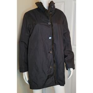 Ensign Jacket Coat Removable Faux Fur Liner Black 6 Button Women's Size L